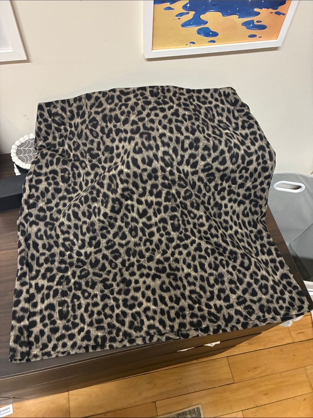 CAbi Leopard Print Mini Skirt - Taupe & Black